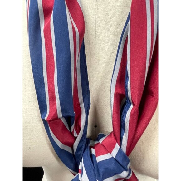 Vintage Veresa by Vera Neumann Red & Blue Striped Polyester Scarf Made In Japan - Picture 3 of 5